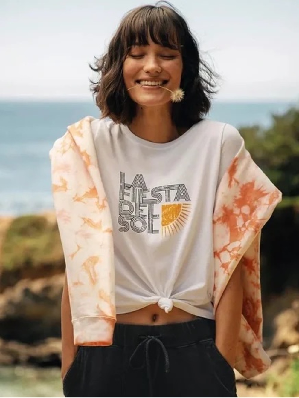 Maeve by Anthropologie “La Fiesta Del Sol” Graphic Tee - White